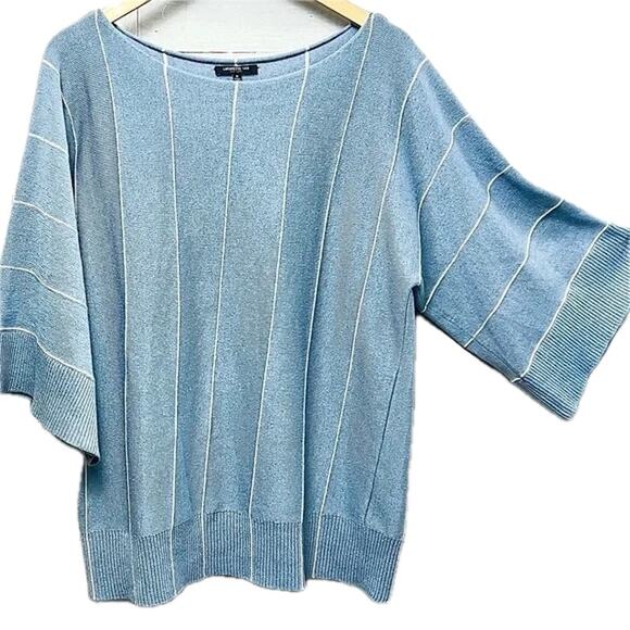 Lafayette 148 New York Blue Crew Neck Sweater - Picture 1 of 7